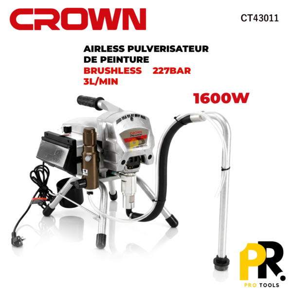 AIRLESSPULVERISATEURDEPEINTURE1600W3L_MIN227BARCROWN_CT430111PROTOOLS.png AIRLESS PULVERISATEUR DE PEINTURE 1600W 3L/MIN 227BAR CROWN | CT43011 ماكينة الرش