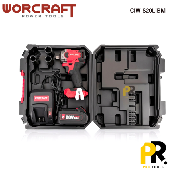 BOULONNEUSE CLE A CHOC BATTERIE 460N.M 1/2' 20V 4.0AH BRUSHLESS WORCRAFT | CIW‑S20LiBM آلة فك البراغي ببطارية