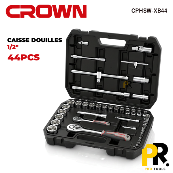 CAISSE DOUILLES 1/2" 44PCS CROWN | CPHSW-XB44 علبة مفاتيح