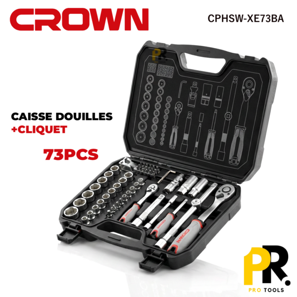 CAISSEDOUILLES_CLIQUET73PCSCROWN_CPHSW-XE73BA1PROTOOLS_1.png CAISSE DOUILLES + CLIQUET 73PCS 1/2" CROWN | CPHSW-XE73BA علبة مفاتيح