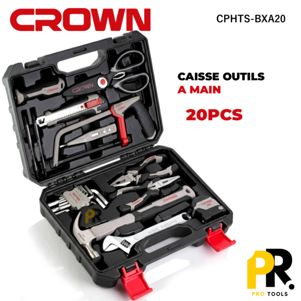 CAISSEOUTILSAMAIN20PCSCROWN_CPHTS-BXA201PROTOOLS.png CAISSE OUTILS A MAIN 20PCS CROWN | CPHTS-BXA20 علبة أدوات