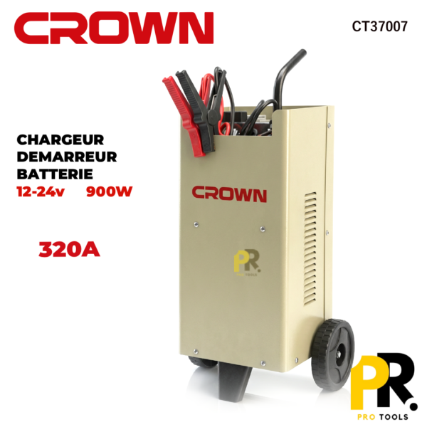 CHARGEUR DEMARREUR 12V-24V 320A 900W CROWN | CT37007 شاحن وبادئ تشغيل للسيارات
