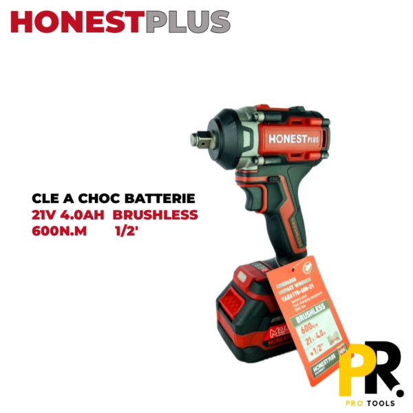 CLEACHOCBATTH_600NM.png BOULONNEUSE CLE A CHOC BATTERIE 600N.M 1/2' 21V 4.0AH BRUSHLESS HONESTPLUS | YAE6178 آلة فك البراغي ببطارية