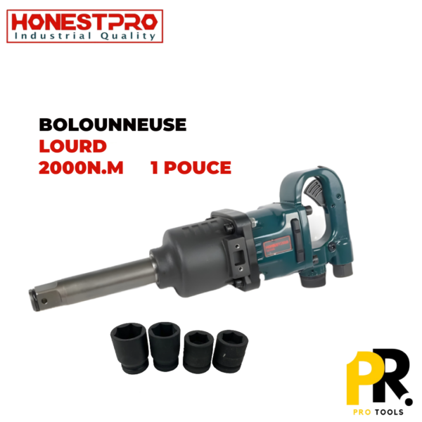 BOULONNEUSE CLE A CHOC PNEUMATIQUE "1" LOURD 2000N.M HONESTPRO | YAE1008 آلة فك البراغي بالضغط