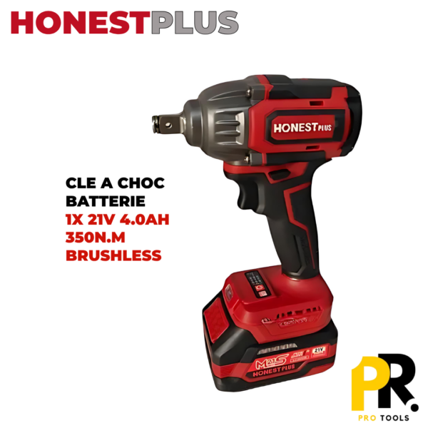 BOULONNEUSE CLE A CHOC BATTERIE 350N.M 1/2' 21V 4.0AH BRUSHLESS HONESTPLUS | YAE6127 آلة فك البراغي ببطارية