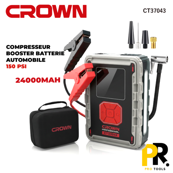 COMPRESSEURETBOOSTERBATTERIEAUTOMOBILE24000MAHCROWN_CT370431PROTOOLS.png COMPRESSEUR ET BOOSTER BATTERIE AUTOMOBILE 24000MAH CROWN | CT37043 جهاز نفخ متعدد الوظائف