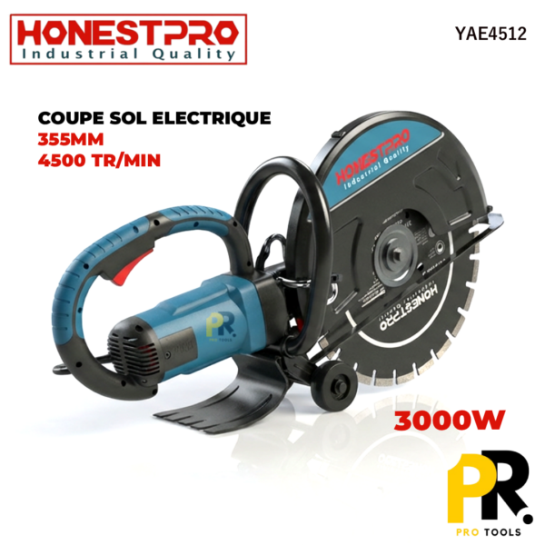 COUPE SOL ELECTRIQUE 355MM 3000W HONESTPRO | YAE4512 منشار أرضي كهربائي