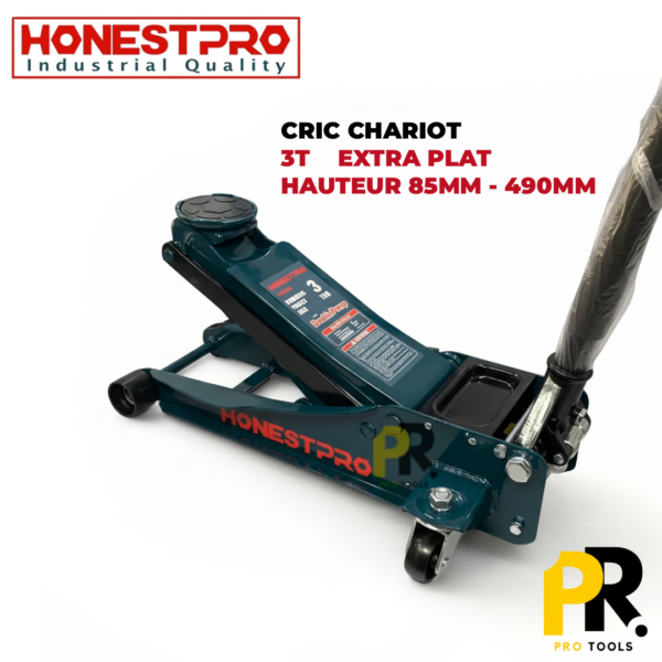 CRIC HYDRAULIQUE EXTRA PLAT 2PISTONS 3T 85MM-490MM HONESTPRO | YAS0818 رافعة هيدروليكية