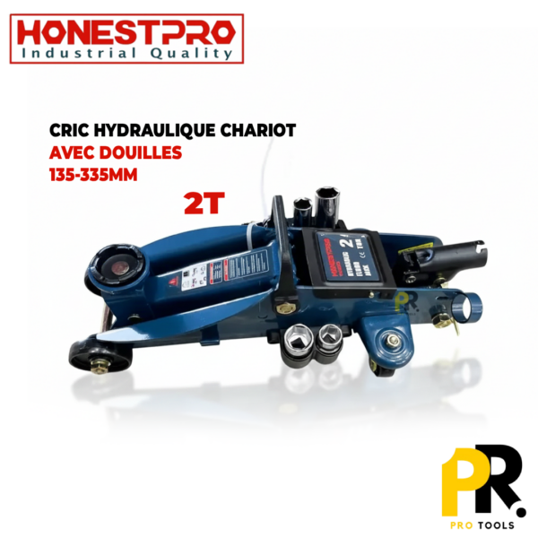 CRIC HYDRAULIQUE CHARIOT 2T AVEC JEU DOUILLES HONESTPRO | YAS0870 رافعة هيدروليكية بعجلات