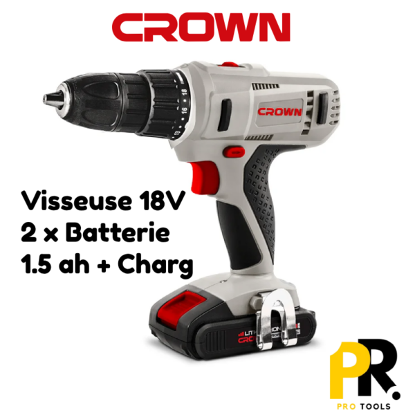 VISSEUSE PERCEUSE 18V 2 BATTERIE 1,5AH CROWN | CT21056LM-1.5 BMC أداة فك البراغي