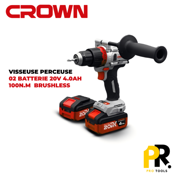 CT21127HMX-4.png VISSEUSE PERCEUSE 20V 4.0AH 100N.M CROWN | CT21127HMX-4 الة فك البراغي