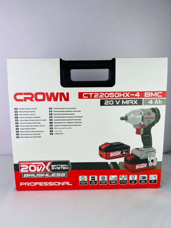 CT22050HX-4_2.jpg BOULONNEUSE CLE A CHOC BATTERIE 20V 4.0AH 350N.M CROWN | CT22050HX-4 آلة فك البراغي ببطارية