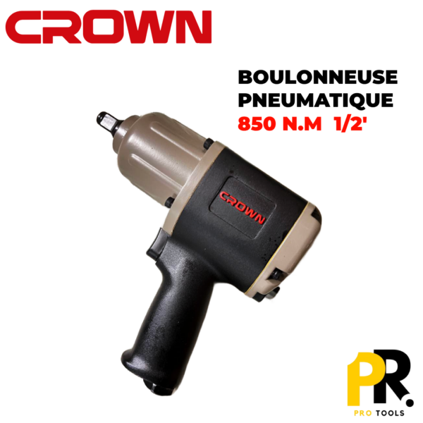 BOULONNEUSE CLE A CHOC PNEUMATIQUE 850N.M 1/2' CROWN | CT38080 مفك البراغي بالضغط