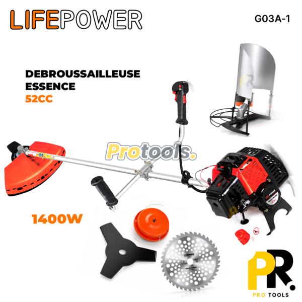 DEBROUSSAILLEUSE ESSENCE 52CC 1400W LIFE POWER | G03A-1 آلة قص العشب وقطع الأشواك