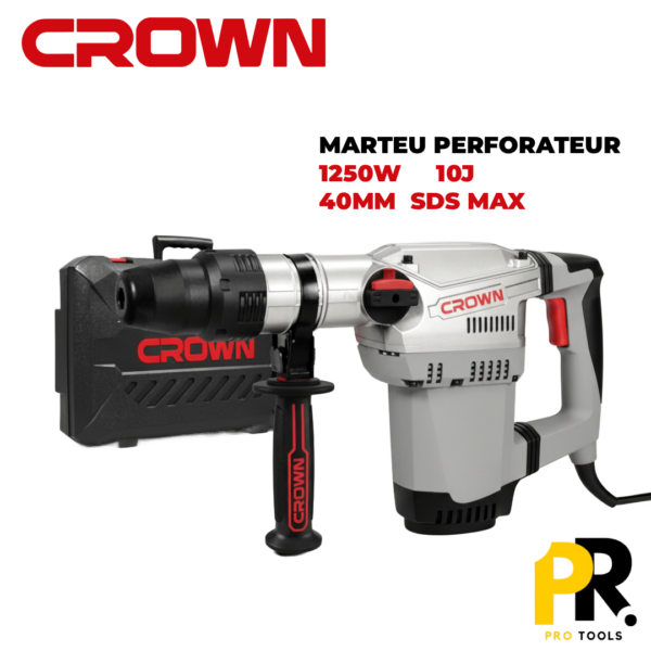 MARTEAUPERFORATEUR10J1250W40MMSDSMAXCROWN_CT18118PROTOOLS.png MARTEAU PERFORATEUR 10J 1250W 40MM SDS MAX CROWN | CT18118 مثقاب ثقب الصخور