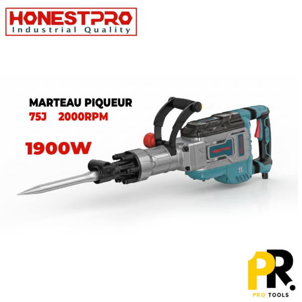 MARTEAU PIQUEUR ELECTRIQUE 1900W 75J HONESTPRO | YAE2490 المطرقة الكهربائية