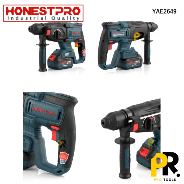 MARTEAU PERFORATEUR 21V 4.0AH 2.8J 26MM BRUSHLESS HONESTPRO | YAE2649 مطرقة ثقب وحفر لاسلكية