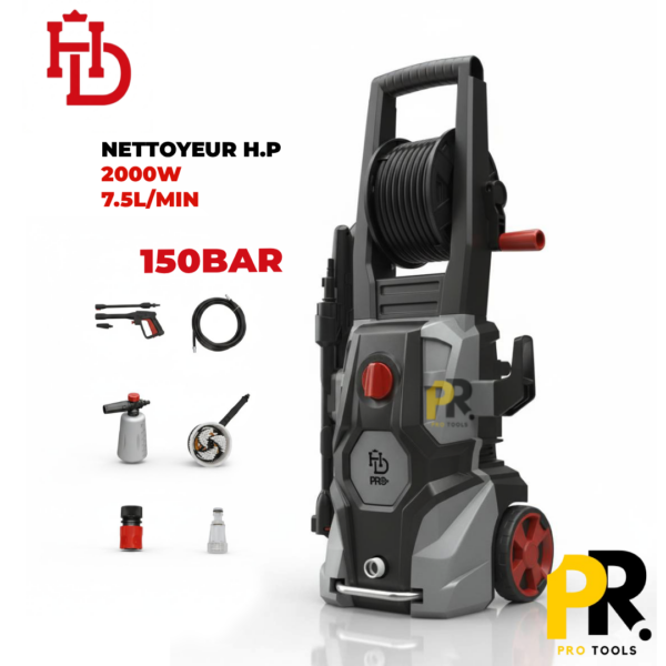 NETTOYEUR HAUTE PRESSION 150BAR 2000W HDPRO | جهاز التنظيف بالضغط العالي