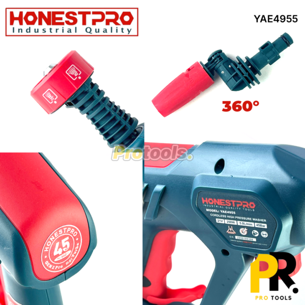 NETTOYEUR HAUTE PRESSSION BATTERIE 21V 2.0AH 45BAR HONESTPRO | YAE4955 جهاز غسل السيارات ببطارية