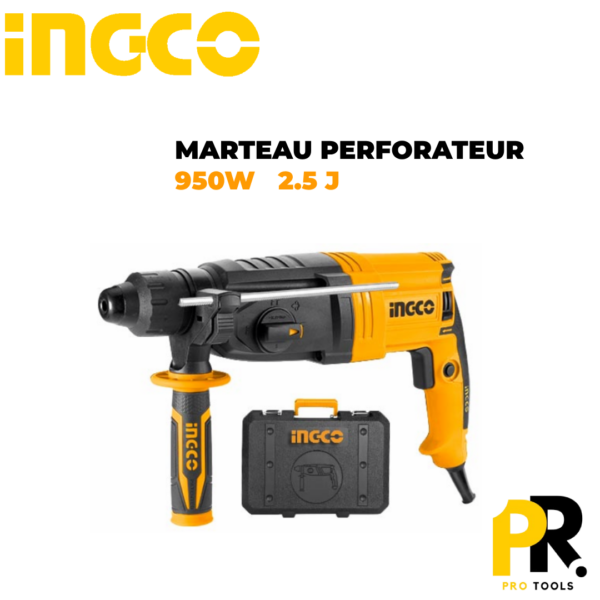 MARTEAU PERFORATEUR 950W 28MM 2.5J INGCO | مثقاب ثقب الصخور