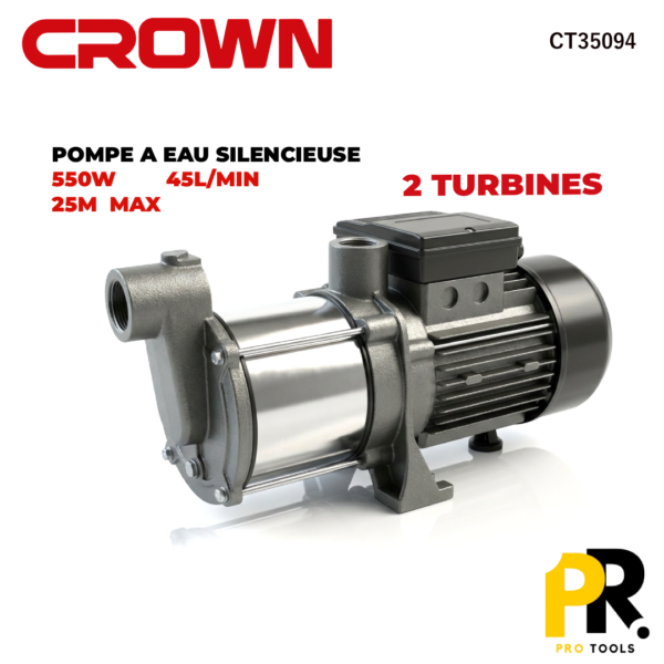 POMPEAEAUSILENCIEUSE2TURBINES550WCROWN_CT350941PROTOOLS.png POMPE A EAU SILENCIEUSE 2 TURBINES 550W CROWN | CT35094 RS2 مضخة