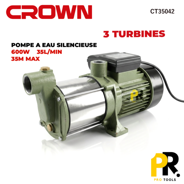 POMPEAEAUSILENCIEUSE3TURBINES600WCROWN_CT35042RS31PROTOOLS.png POMPE A EAU SILENCIEUSE 3 TURBINES 600W CROWN | CT35042 RS3 مضخة