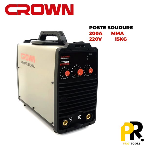 POSTESOUDUREMMA220V400ACROWN_CT33101PROTOOLS.png POSTE SOUDURE MMA 220V 400A CROWN | CT33101 جهاز التلحيم بالسلك