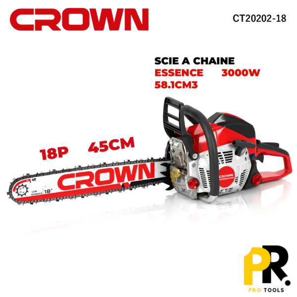 SCIEACHAINEESSENCE18P45CM3000WCROWN_CT20202-181PROTOOLS_1.png SCIE A CHAINE ESSENCE 18P 45CM 3000W CROWN | CT20202-18 منشار الخشب بالبنزين