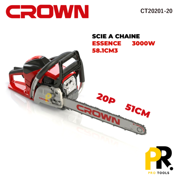 SCIEACHAINEESSENCE20P51CM3000WCROWN_CT20201-201PROTOOLS.png SCIE A CHAINE ESSENCE 20P 51CM 3000W CROWN | CT20201-20 منشار الخشب بالبنزين