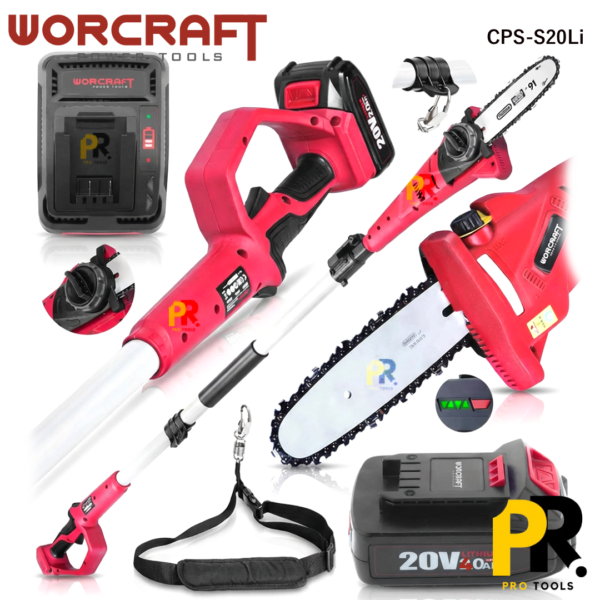 SCIE A CHAINE A BRAS 20V 4.0AH 2.7M BRUSHLESS WORCRAFT | CPS-S20Li منشار عمودي