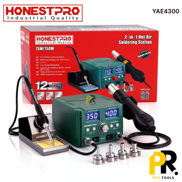 STATION DE SOUDAGE ET AIRCHOUD 2EN1 750W HONESTPRO | YAE4300 محطة لحام وهواء ساخن