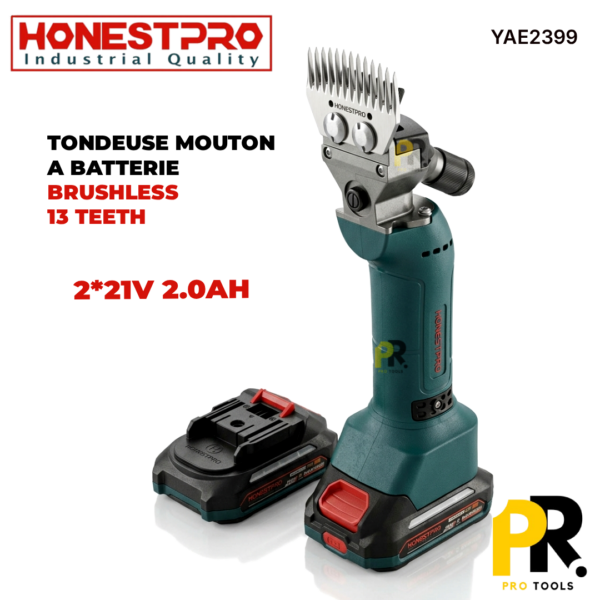 TONDEUSEMOUTONABATTERIE21V2.0AHBRUSHLESSHONESTPRO_YAE23991PROTOOLS.png TONDEUSE MOUTON A BATTERIE 21V 2.0AH BRUSHLESS HONESTPRO | YAE2399 آلة جز صوف الأغنام