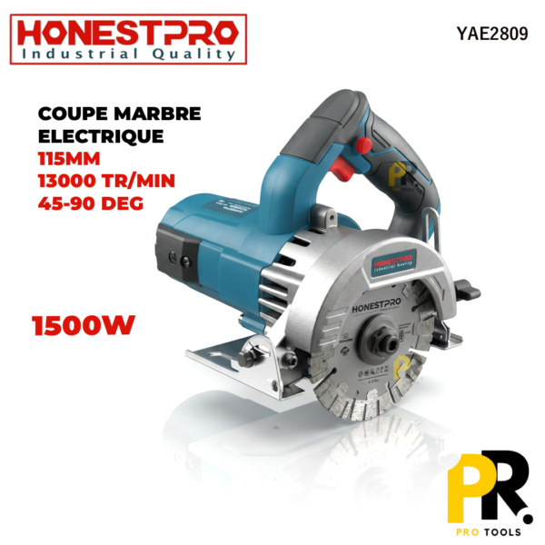 TRONCONNEUSE MARBRE 1500W 115MM HONESTPRO | YAE2809 منشار قطع الرخام