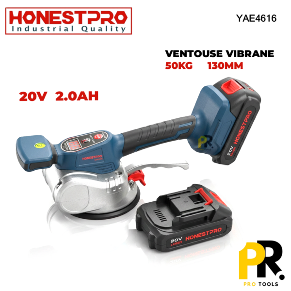 VENTOUSE VIBRANTE 130MM 50KG 20V 2.0AH HONESTPRO | YAE4616 الة وضع السيراميك بالاهتزاز