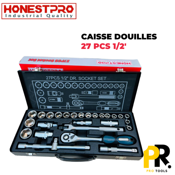 CAISSE DOUILLES 1/2 27PCS HONESTPRO | YAD1302   علبة مفاتيح