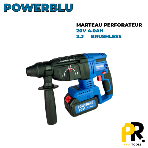 YAE6013.png MARTEAU PERFORATEUR 20V 4.0AH 2.0J 20MM POWERBLUE | YAE6016 مطرقة ثقب وحفر لاسلكية