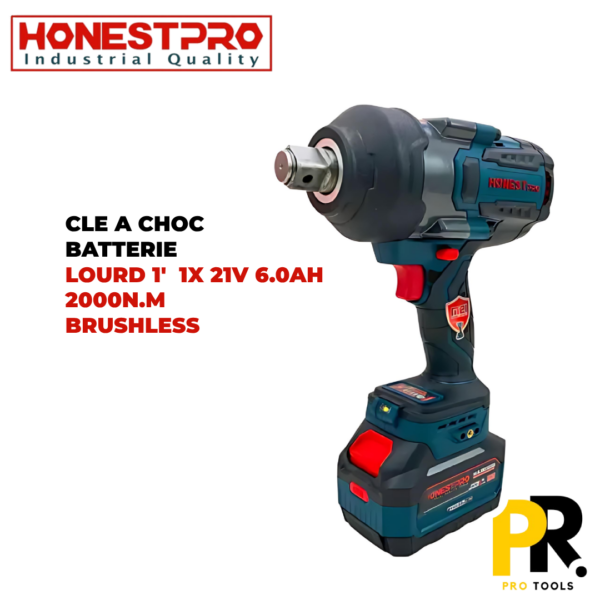 BOULONNEUSE CLE A CHOC BATTERIE LOURD 21V 6.0AH 2000N.M HONESTPRO | YAE6117 مفتاح صدمات احترافي