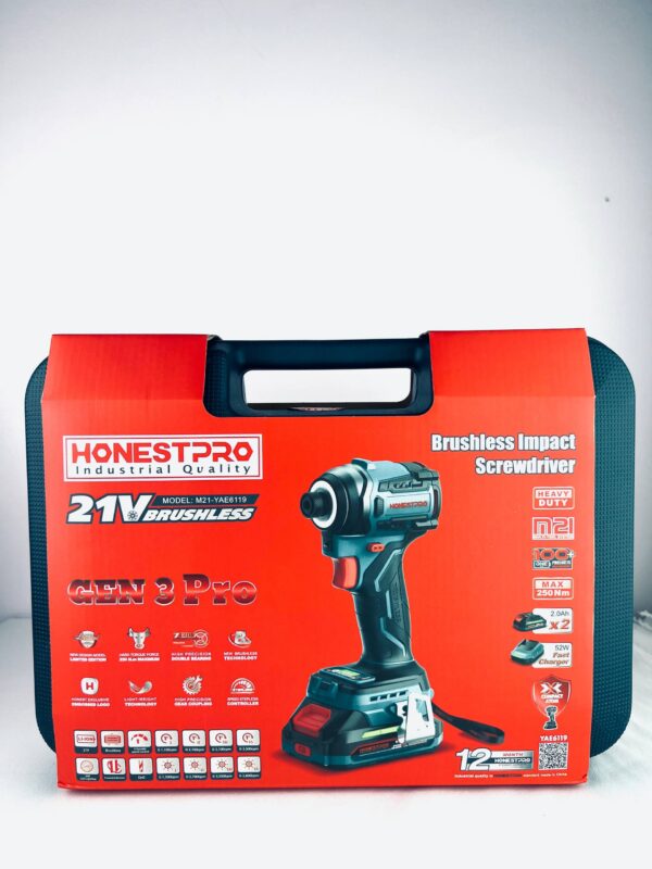 YAE6119_6.jpg VISSEUSE A CHOC 250N.M 21V 2.0AH BRUSHLESS HONESTPRO | YAE6119 آلة فك و تركيب البراغي بالصدم