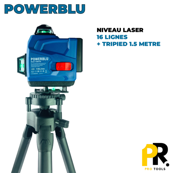 YAM0189.png NIVEAU LASER 4D 16 LIGNES + TRIPIED 1.5METRE POWERBLU | YAM0189 مستوى ليزر مع حامل ثلاثي