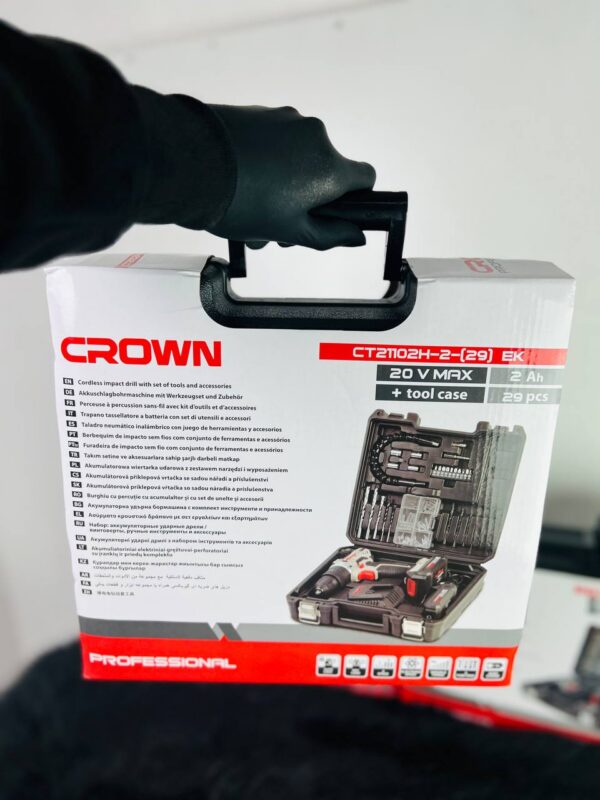 photo_5798399218073847998_y.jpg KIT VISSEUSE PERCEUSE 20V 2.0AH 29PCS CROWN | CT21102H-2-29 علبة أدوات