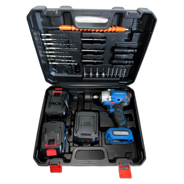 BOULONNEUSE CLE A CHOC + VISSEUSE + PERCEUSE BATTERIE 20V 300N.M POWERBLU | آلة فك البراغي ببطارية