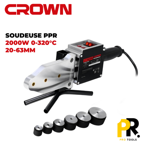 SOUDEUSE TUBE PPR 2000W 20-63MM 0-300C CROWN | CT19029 آلة لحام الأنابيب