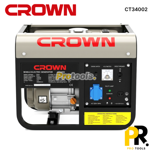 GROUPE ELECTROGENE ESSENCE 1200W 1.2KVA CROWN | CT34002 مولد كهربائي بنزين