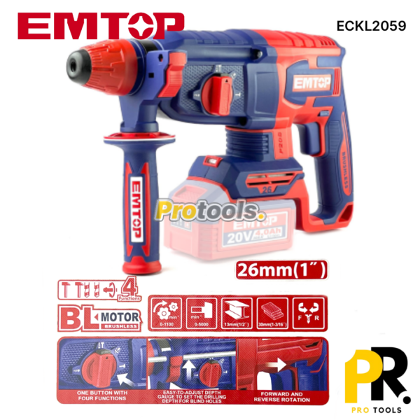 KIT 5PCS IN 1 A BATTERIE 20V 4.0AH BRUSHLESS EMTOP | ECKL2059 طقم أدوات اللاسلكي