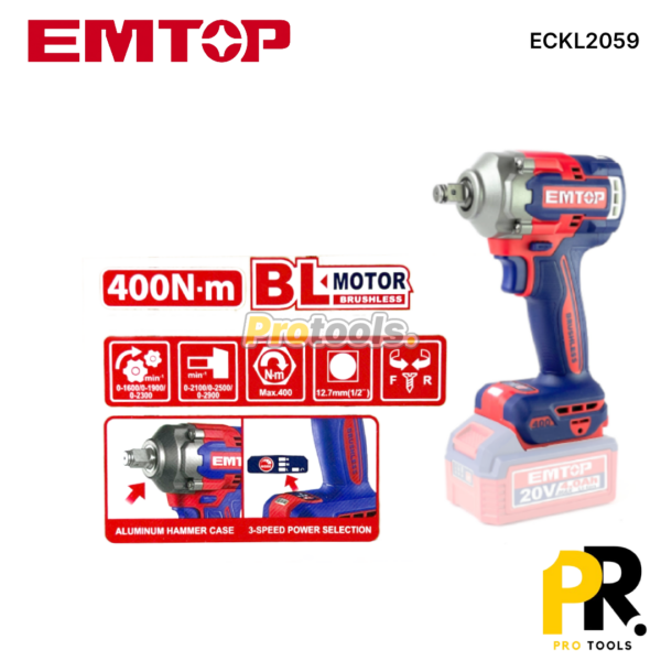 KIT 5PCS IN 1 A BATTERIE 20V 4.0AH BRUSHLESS EMTOP | ECKL2059 طقم أدوات اللاسلكي