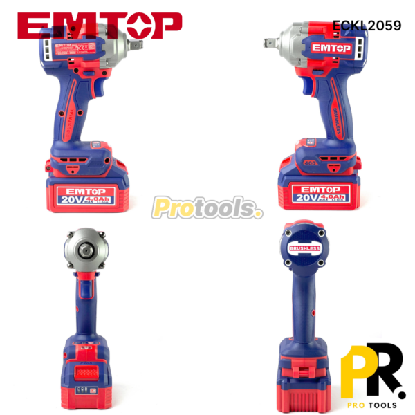 KIT 5PCS IN 1 A BATTERIE 20V 4.0AH BRUSHLESS EMTOP | ECKL2059 طقم أدوات اللاسلكي