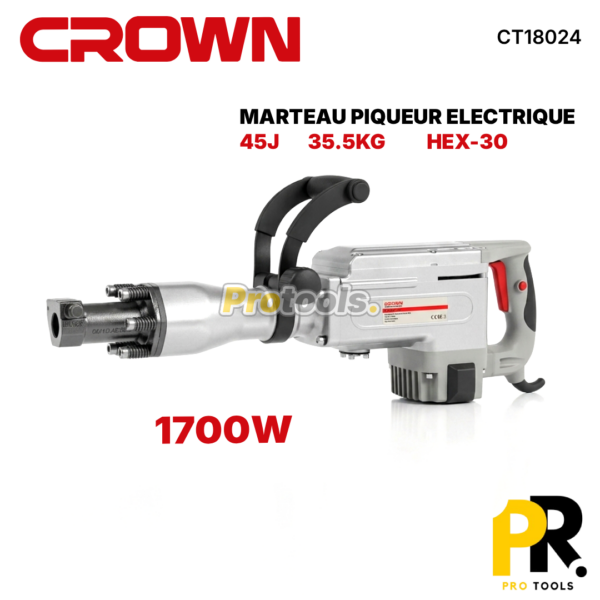 MARTEAUPIQUEURELECTRIQUE45J1700WCROWN_CT180241PROTOOLS.png MARTEAU PIQUEUR ELECTRIQUE 45J 1700W CROWN | CT18024 مطرقة تكسير
