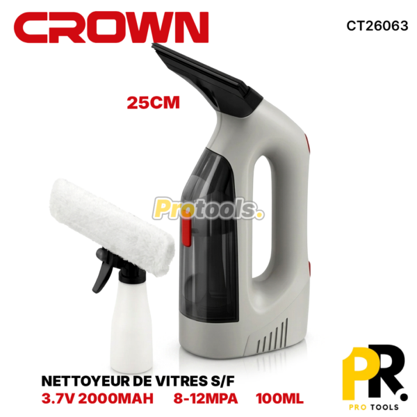 NETTOYEURDEVITRESS_F3.7V2000MAHCROWN_CT260631PROTOOLS.png NETTOYEUR DE VITRES S/F 3.7V 2000MAH CROWN | CT26063 منظف النوافذ اللاسلكي