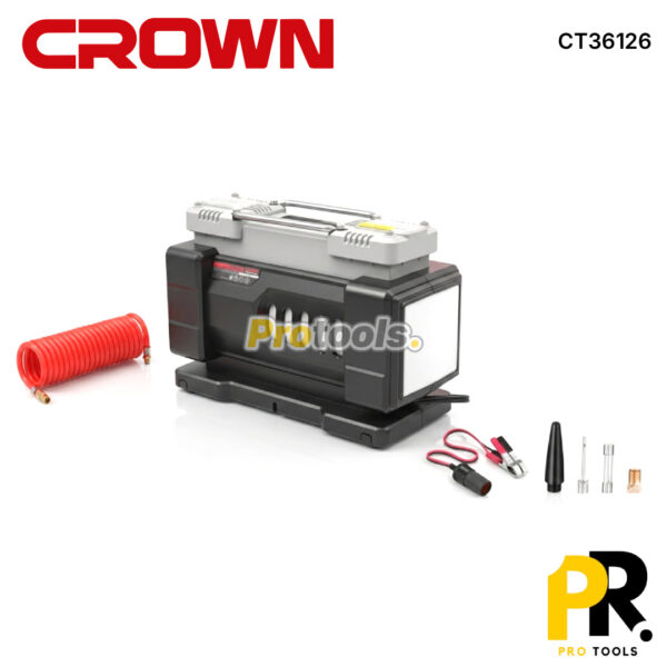 COMPRESSEUR AUTO 12V 250W  7.5BAR CROWN [CT36126] جهاز نفخ هواء