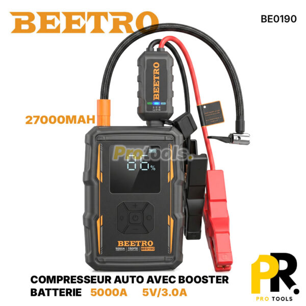 COMPRESSEUR AUTO AVEC BOOSTER BATTERIE 27000MAH BEETRO [BE0190] جهاز نفخ متعدد الوظائف